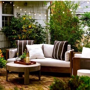 West Elm Simple Stripe Indoor/Outdoor pillow in black